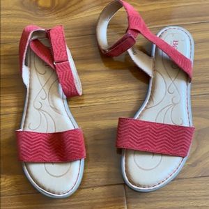 Born Red Aztec Print Ankle Strap Sandals